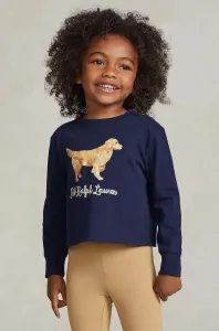 Detská bavlnená košeľa s dlhým rukávom Polo Ralph Lauren tmavomodrá farba, s potlačou #8762670
