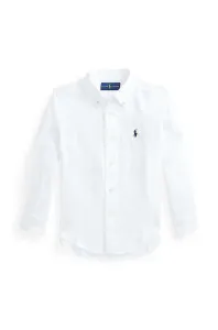 Detská ľanová košeľa Polo Ralph Lauren biela farba #6898712