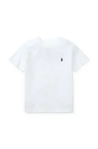Detské bavlnené tričko Polo Ralph Lauren biela farba, jednofarebné #199155