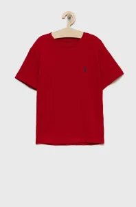 Detské bavlnené tričko Polo Ralph Lauren červená farba, jednofarebný #258937