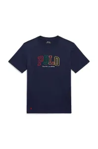 Detské bavlnené tričko Polo Ralph Lauren tmavomodrá farba, s nášivkou