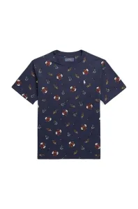 Detské bavlnené tričko Polo Ralph Lauren tmavomodrá farba, vzorovaný #8768116
