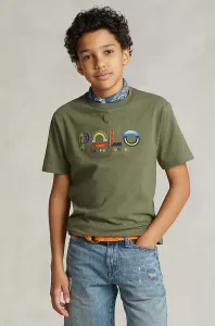 Detské bavlnené tričko Polo Ralph Lauren zelená farba, s nášivkou #7526698