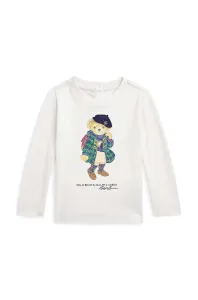 Detské bavlnené tričko s dlhým rukávom Polo Ralph Lauren biela farba, s potlačou #9081194