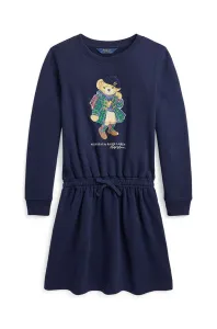 Dievčenské šaty Polo Ralph Lauren tmavomodrá farba, mini, áčkový strih #8766170