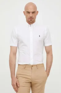 Košeľa Polo Ralph Lauren pánska, biela farba, slim, s golierom button-down #8658944