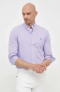 Košeľa Polo Ralph Lauren pánska, fialová farba, regular, s golierom button-down #8658941