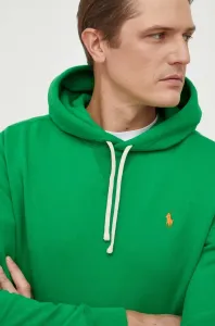 Mikina Polo Ralph Lauren pánska, zelená farba, s kapucňou, jednofarebná #8721630