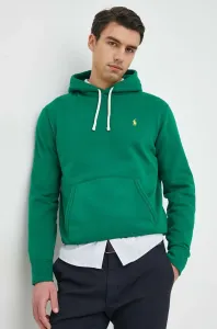 Mikina Polo Ralph Lauren pánska, zelená farba, s kapucňou, jednofarebná #6219863