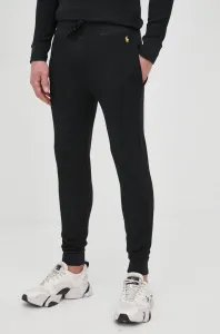 Nohavice Polo Ralph Lauren pánske, čierna farba, jednofarebné