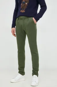 Nohavice Polo Ralph Lauren pánske, zelená farba, priliehavé #5908917