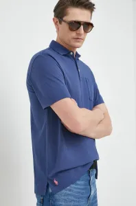 Polo tričko s prímesou ľanu Polo Ralph Lauren tmavomodrá farba, jednofarebné #7522494