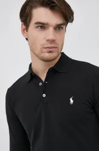 Tričko s dlhým rukávom Polo Ralph Lauren čierna farba, jednofarebné