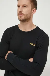 Tričko s dlhým rukávom Polo Ralph Lauren pánske, čierna farba, jednofarebné