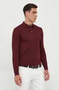 Tričko s dlhým rukávom Polo Ralph Lauren pánsky, bordová farba, jednofarebný