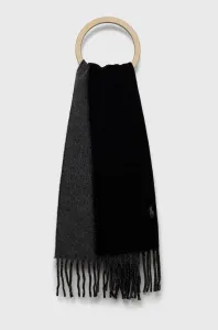 Vlnený šál Polo Ralph Lauren čierna farba, jednofarebný #1519409