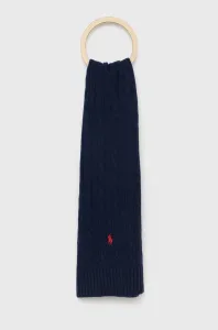 Vlnený šál Polo Ralph Lauren tmavomodrá farba, jednofarebný #2585479