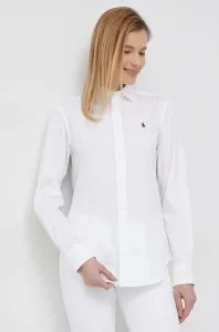 Bavlnená košeľa Polo Ralph Lauren dámska, biela farba, regular, s klasickým golierom #7480750