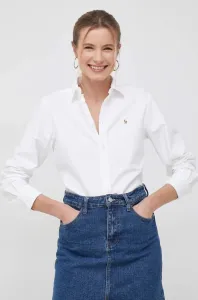 Bavlnená košeľa Polo Ralph Lauren dámska, biela farba, regular, s klasickým golierom #6807808