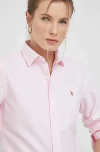 Bavlnená košeľa Polo Ralph Lauren dámska, ružová farba, regular, s klasickým golierom #7197039