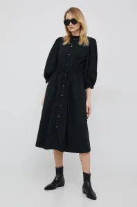 Bavlnené šaty Polo Ralph Lauren čierna farba, midi, áčkový strih #7718583