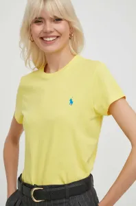 Bavlnené tričko Polo Ralph Lauren dámsky,žltá farba,211898698