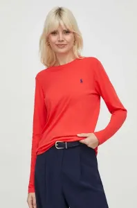 Bavlnené tričko s dlhým rukávom Polo Ralph Lauren červená farba #9423423
