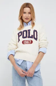 Bavlnený sveter Polo Ralph Lauren dámsky, béžová farba, #254732