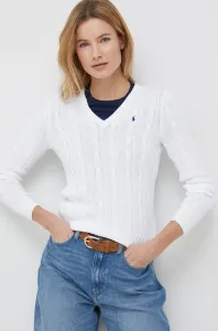 Bavlnený sveter Polo Ralph Lauren biela farba,tenký,211891641 #6856700