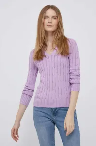 Bavlnený sveter Polo Ralph Lauren fialová farba, tenký #8675929