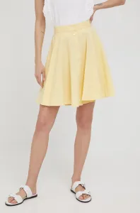 Ľanová sukňa Polo Ralph Lauren žltá farba, mini, áčkový strih #5588789