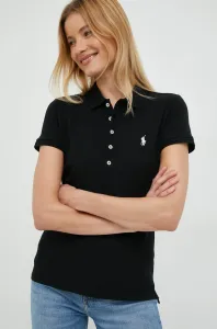 Polo tričko Polo Ralph Lauren dámsky, čierna farba, s golierom #279030