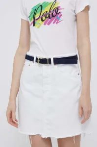 Rifľová sukňa Polo Ralph Lauren biela farba, mini, rovný strih #9260310