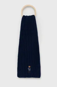 Šál s prímesou vlny Polo Ralph Lauren tmavomodrá farba, jednofarebný #2585468