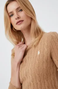 Vlnený sveter Polo Ralph Lauren dámsky, béžová farba, #5467685