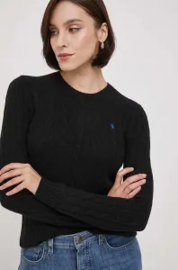 Vlnený sveter Polo Ralph Lauren dámsky, čierna farba, tenký