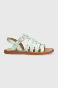 Detské kožené sandále Pom D'api tyrkysová farba #6982477