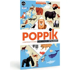 Zvieratá sveta - vzdelávací samolepkový plagát | POPPIK