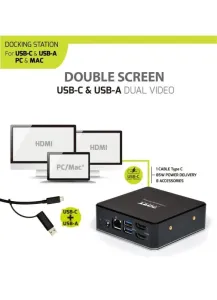 PORT CONNECT Dokovacia stanica 8 v 1 USB-C, USB-A, dual video, HDMI, Ethernet, audio, USB 3.0