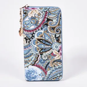 Dámska modrá veľká peňaženka s módnym vzorom - Doplnky