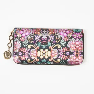 Veľká čierna dámska peňaženka s kvetinovým vzorom - Doplnky #9336719