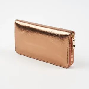 Veľká hnedo zlatá dámska peňaženka s lesklou povrchovou úpravou - Doplnky
