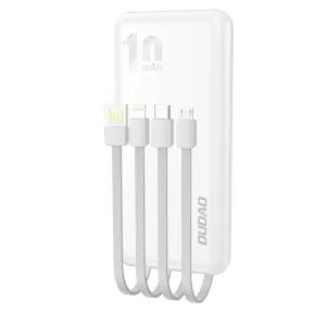 Dudao K6Pro Power Bank 10000mAh 2x USB + kábel USB / USB-C / Lightning / Micro USB, biely (K6Pro-white)