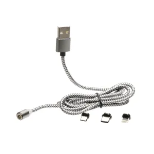 Magnetický USB kábel 3v1 Powertac® (Farba: Strieborná) #5809677