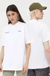Bavlnené tričko Preach biela farba, jednofarebný