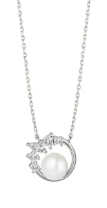 Preciosa Nežný strieborný náhrdelník so zirkónmi a riečnou perlou Innocence 5384 01