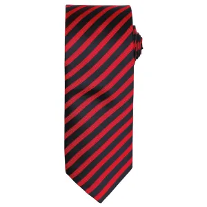 Premier Workwear Kravata s dvojitým pásikom - Červená / čierna