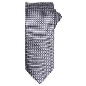 Premier Workwear Kravata so šachovnicovým vzorom - Stříbrná
