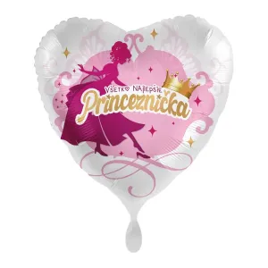 Balónik fóliový Srdce Všetko najlepšie princeznička 43 cm
