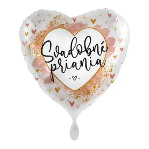Premioloon Fóliový svadobný balón srdce - Svadobné priania